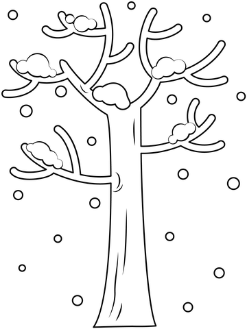 Winter tree coloring page free printable coloring pages