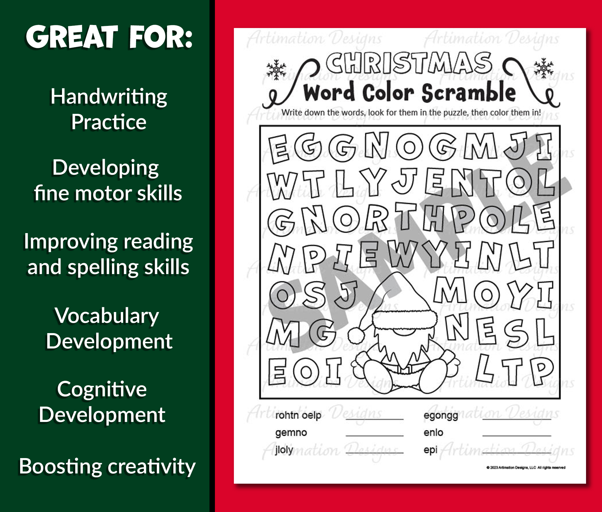 Christmas word search coloring pages word scramble unscramble words easy made by teachers