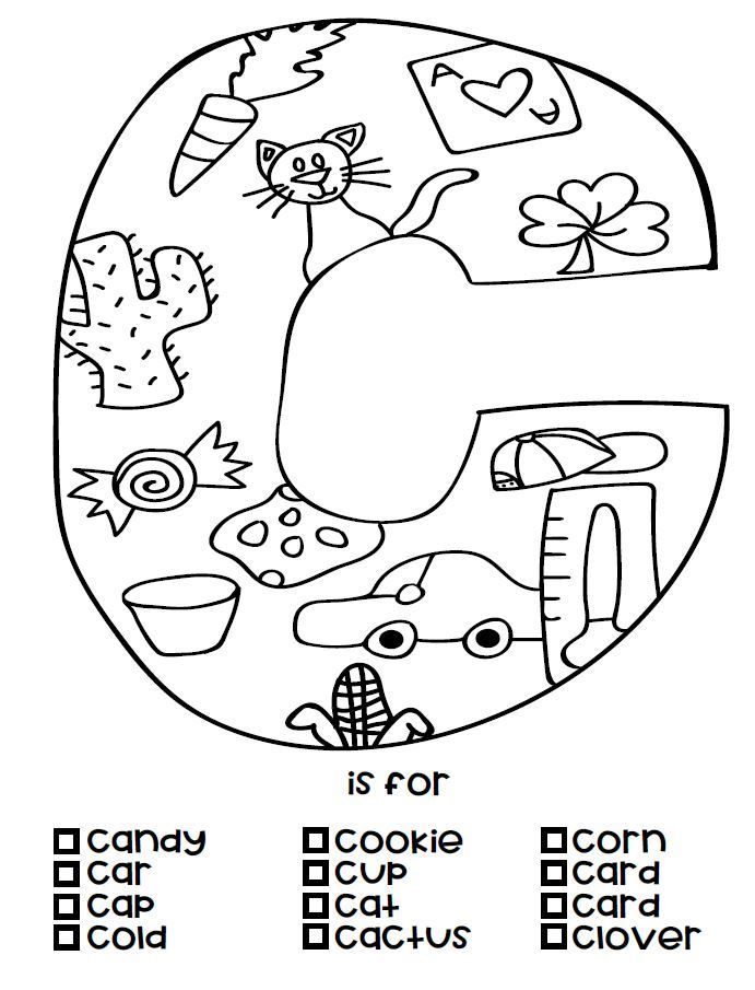 C is for coloring page color in the pictures and check off the words below that start with the letterâ alphabet coloring pages alphabet coloring alphabet unit