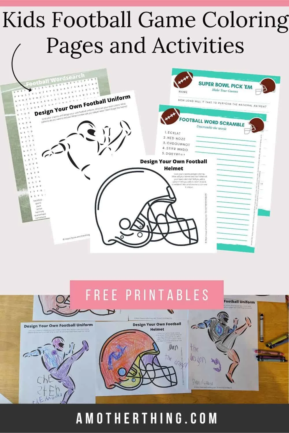 Free kids football coloring pages and activity sheets