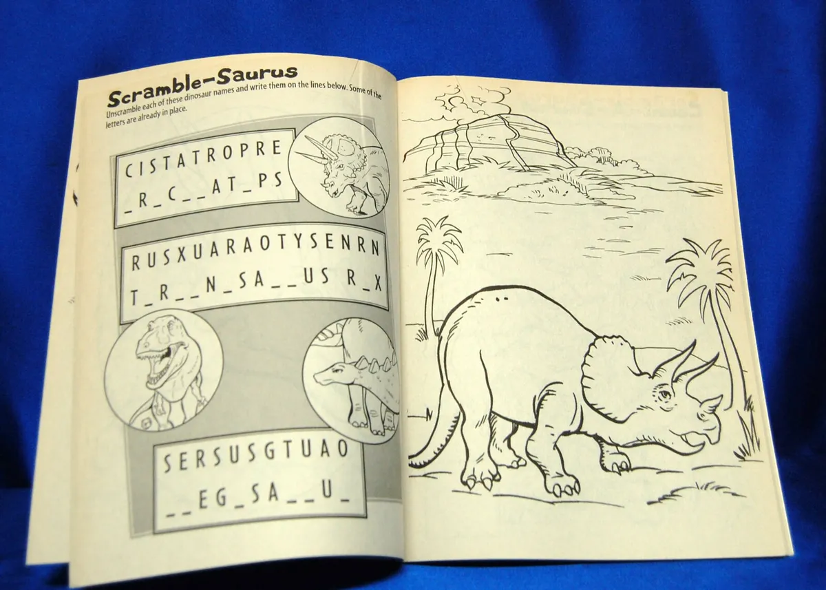 Dinosaur coloring book dinosaur activity book crosswords scrambles searches