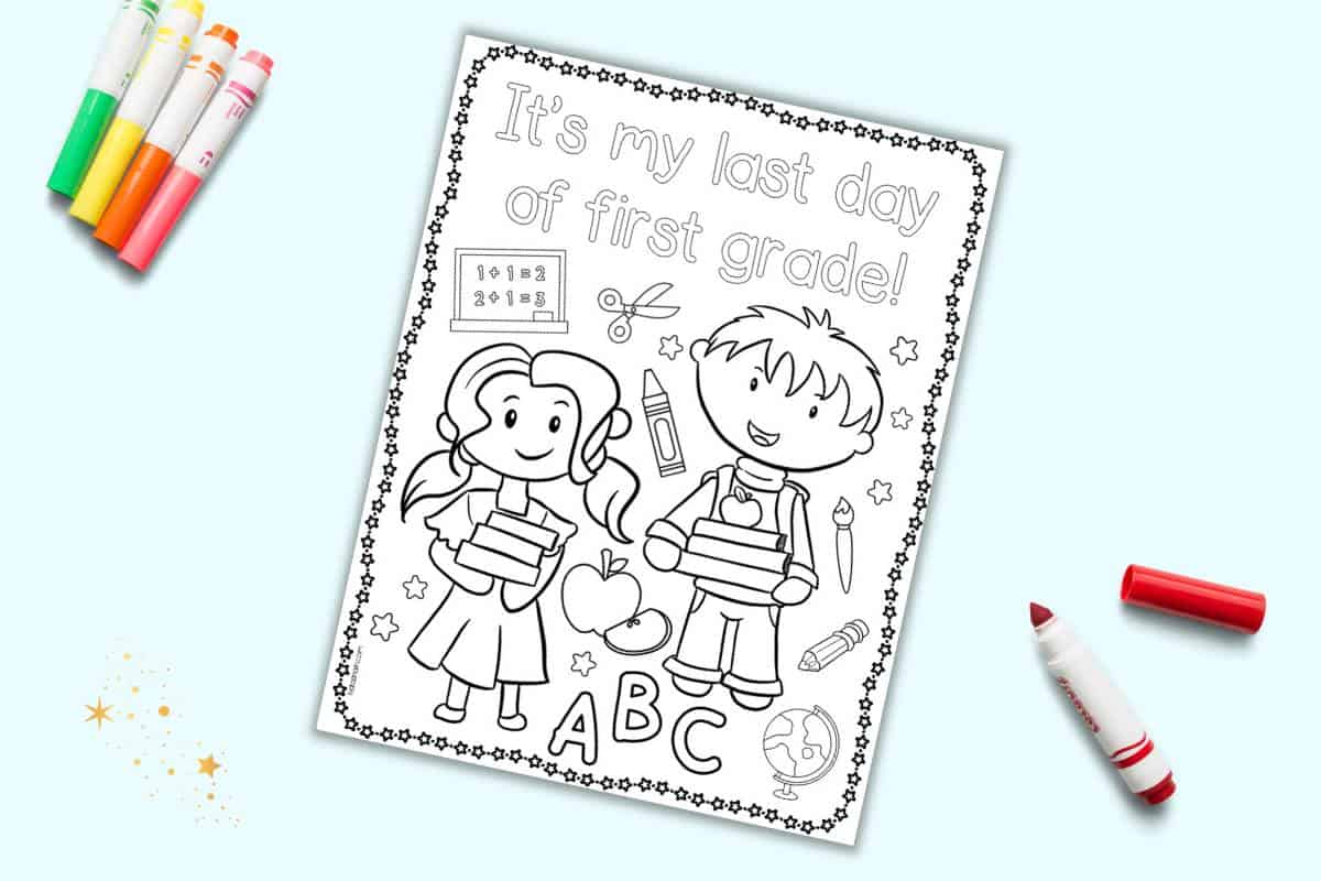 Free printable last day of first grade coloring page