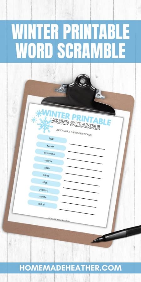 Free winter word scramble printable homemade heather