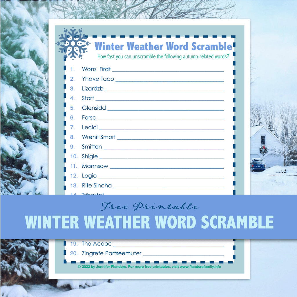 Winter weather word scramble