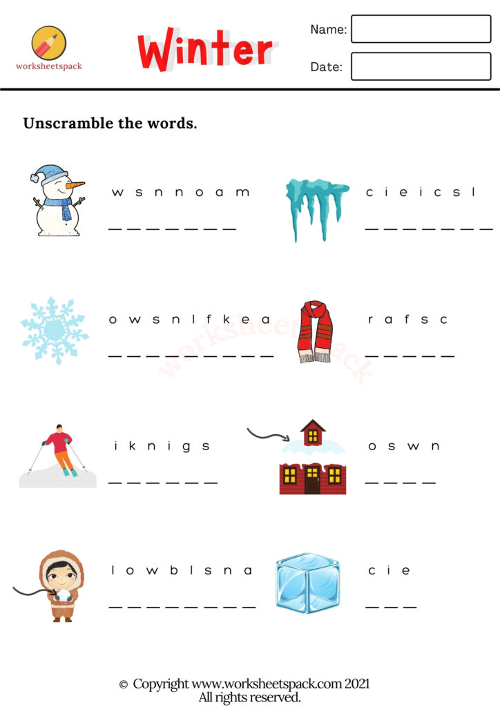 Free winter worksheets