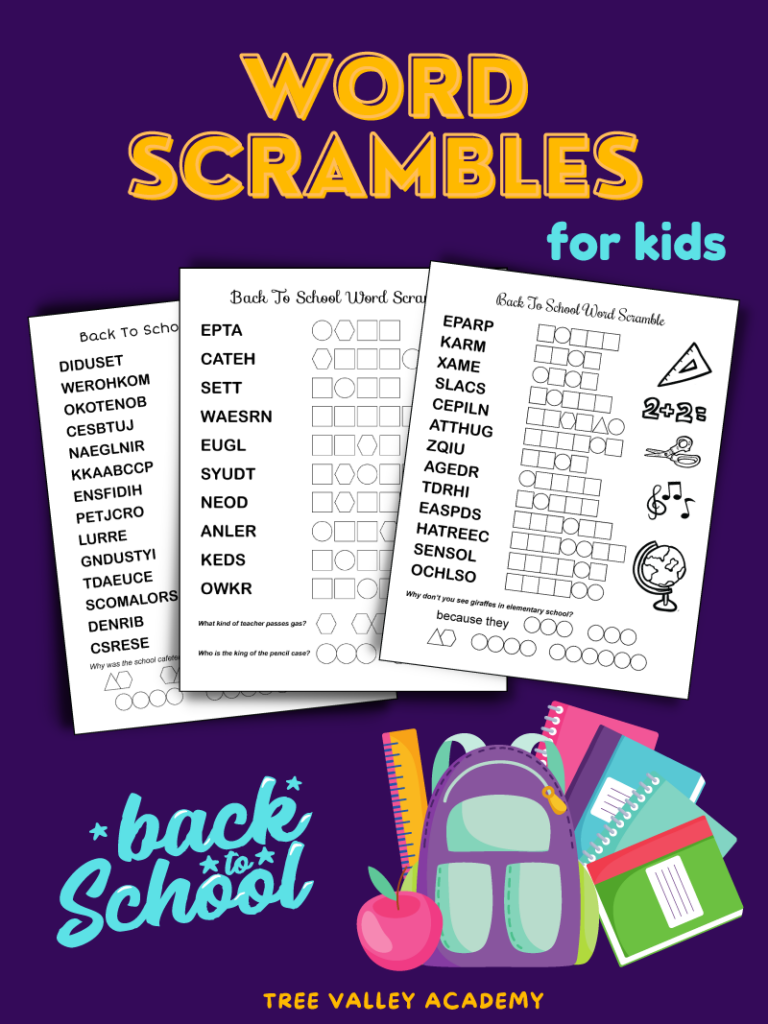 Back to school word unscramble