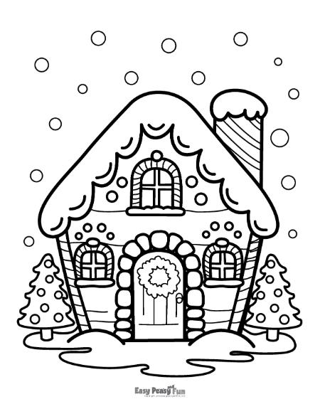 Free printable gingerbread house coloring pages