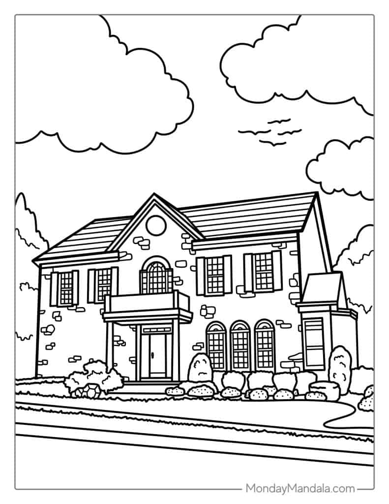 House coloring pages free pdf printables