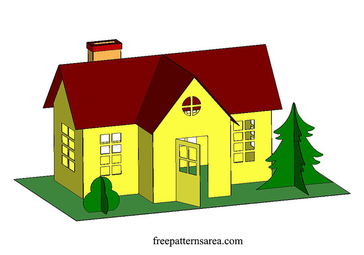 Printable d paper house template for craft