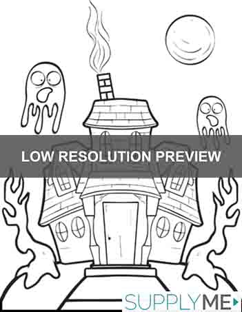 Printable halloween haunted house coloring page for kids â