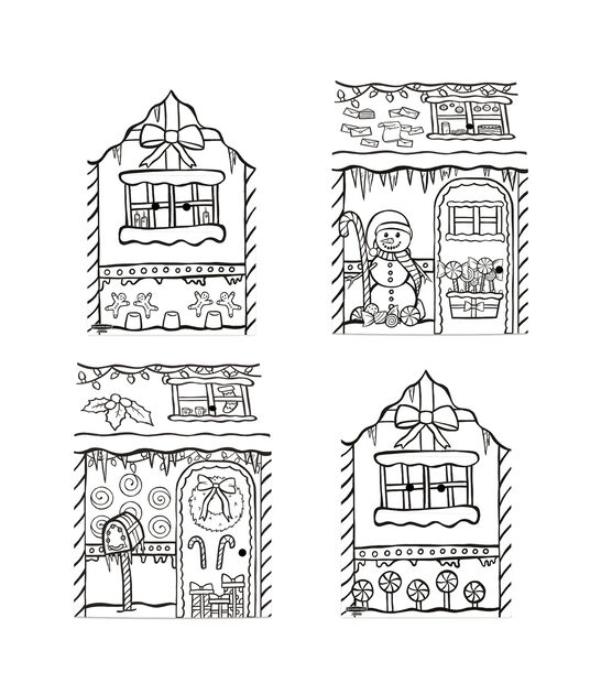 Gingerbread cardboard house coloring kit