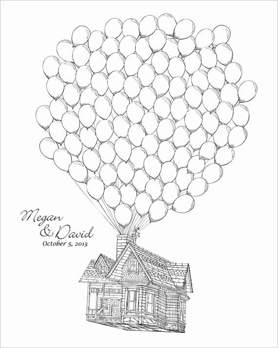 Up house coloring page unique pixar up house drawing at getdrawings guest book ee wedding ee guest book coloring pages