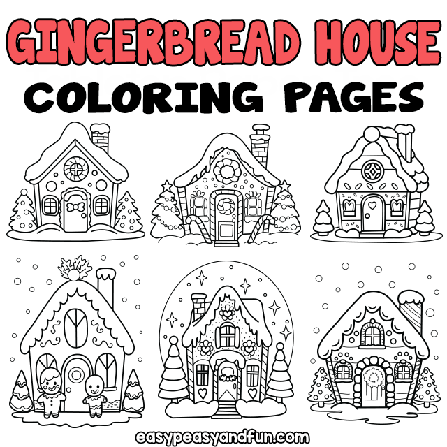 Free printable gingerbread house coloring pages