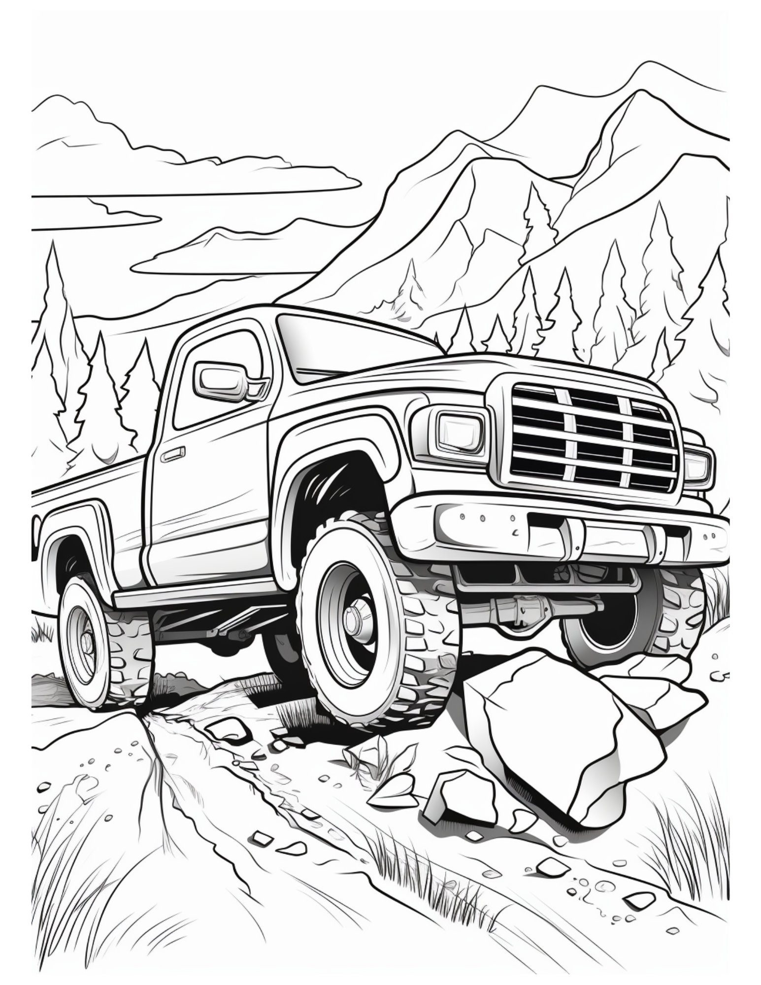 Pickup truck coloring pages for kids digital coloring pages great gift for kids gift for truck lovers coloring book download now