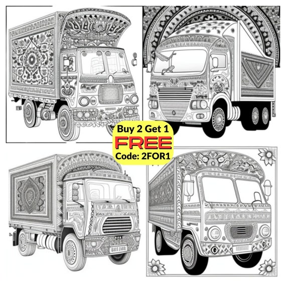 Pakistani truck art coloring book for adults instant download