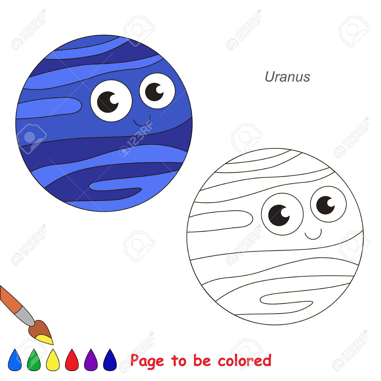 Cute uranus planet to be colored the coloring book for preschool kids with easy educational gaming level royalty free svg cliparts vectors and stock illustration image