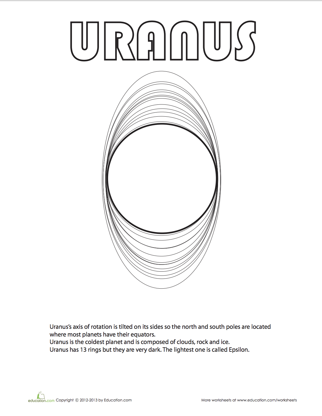 Uranus coloring page planet coloring pages earth and space science solar system lessons