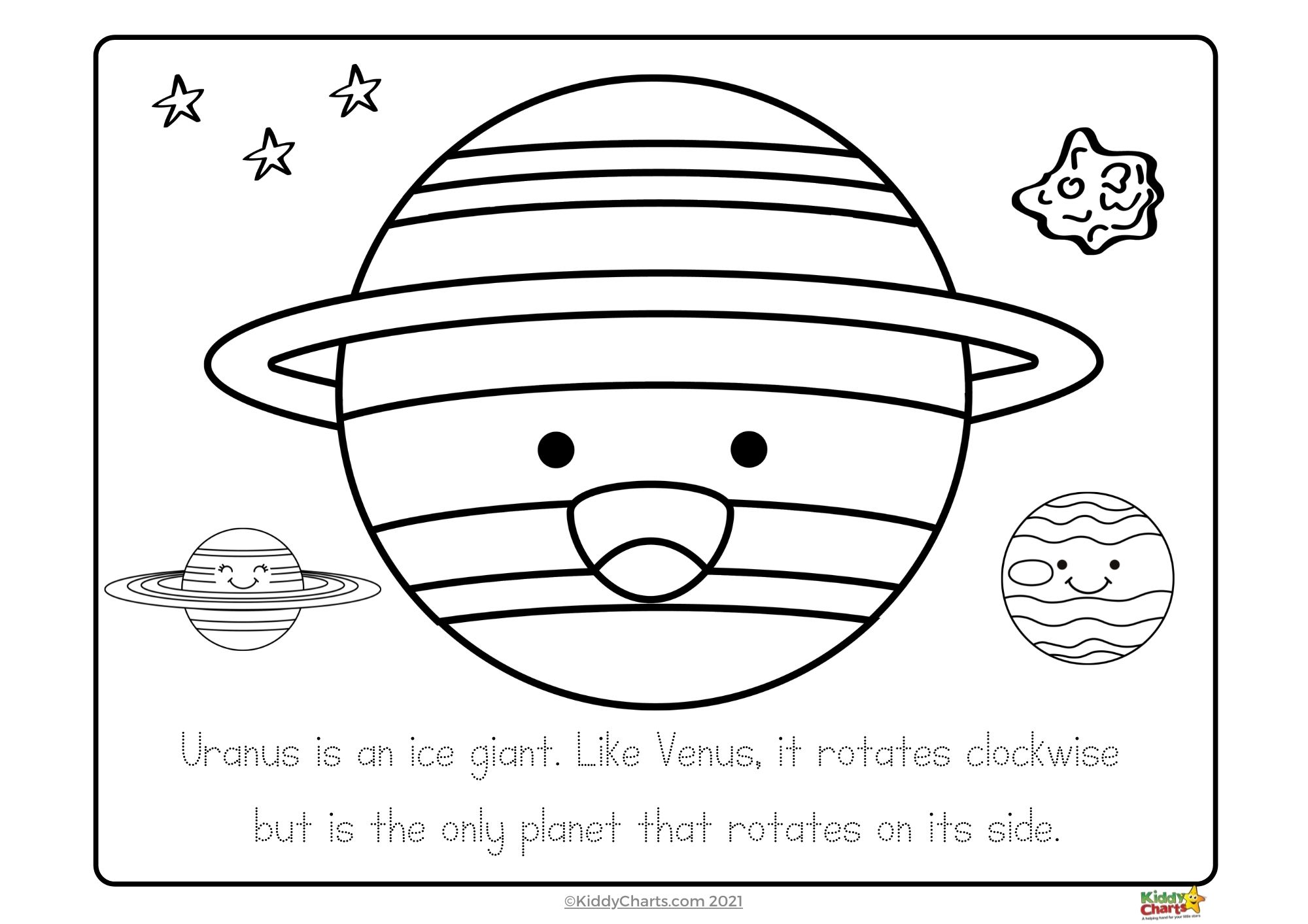 Kawaii coloring pages the solar system