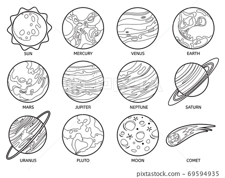 Planets for color book solar system earth sun