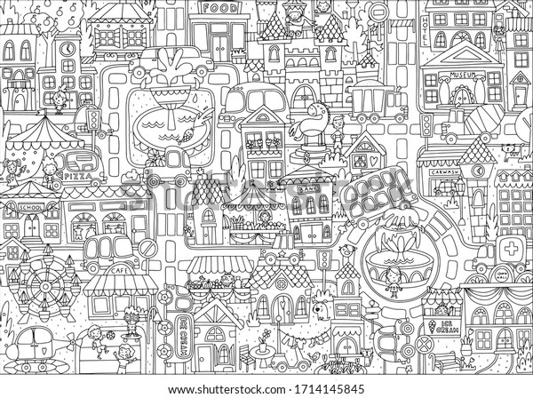 Coloring page city urban kids big stock vector royalty free