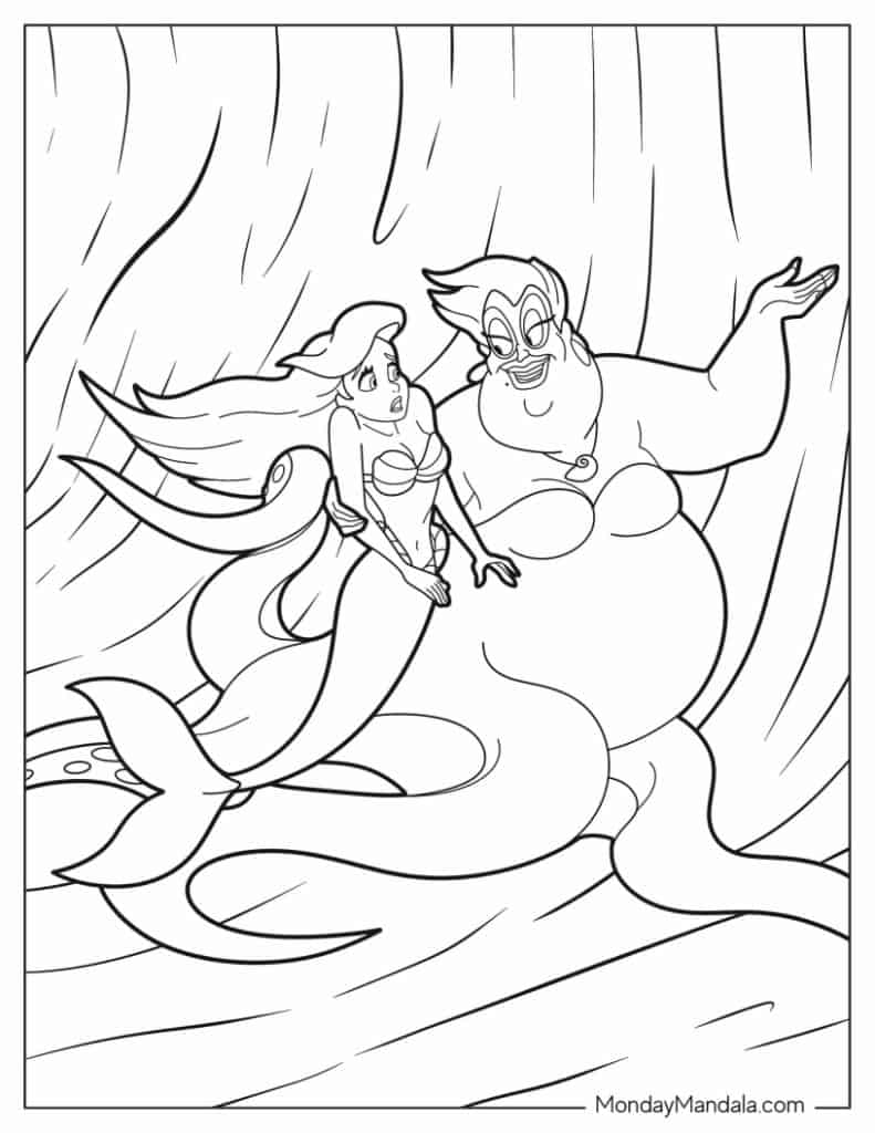 Ariel coloring pages free pdf printables