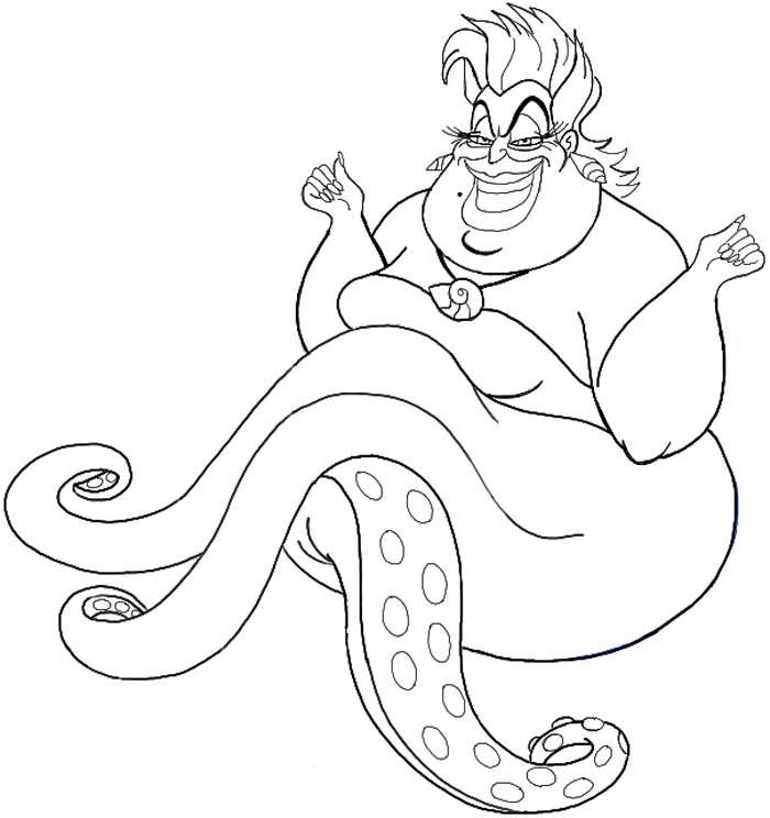 How draw ursula the sea witch from the little mermaid step by step drawing tutorial