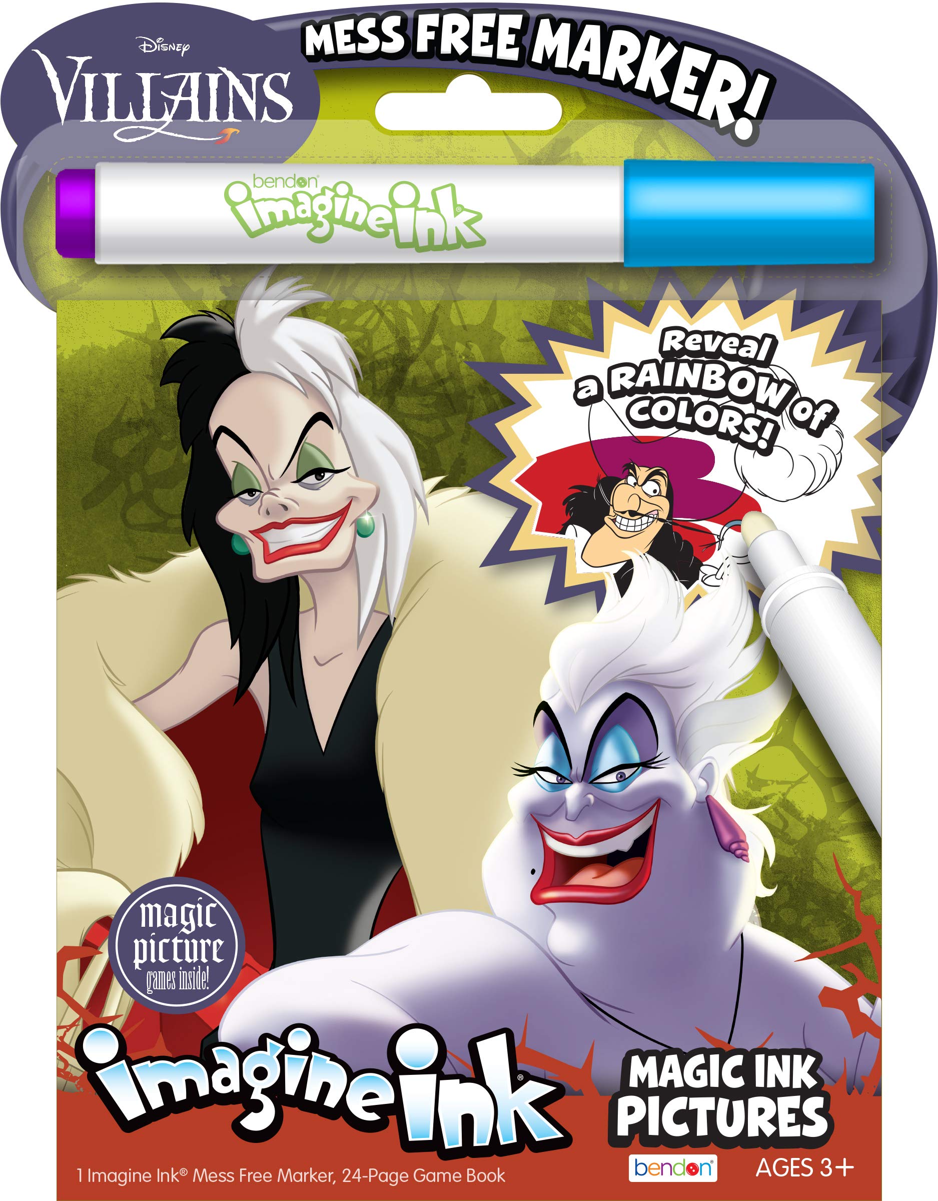 Disney villains page imagine ink magic pictures coloring book with mess free marker featuring cruella ursula maleficent and more bendon toys games