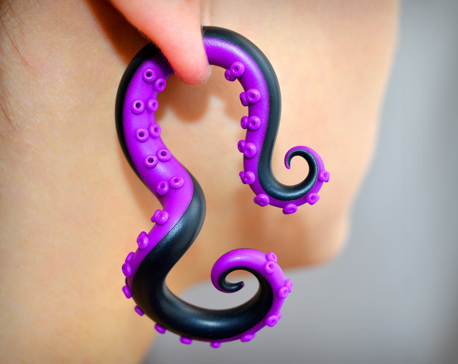 Sea witch earrings octopus tentacle ursula earrings fake ear gauges â tania chernova