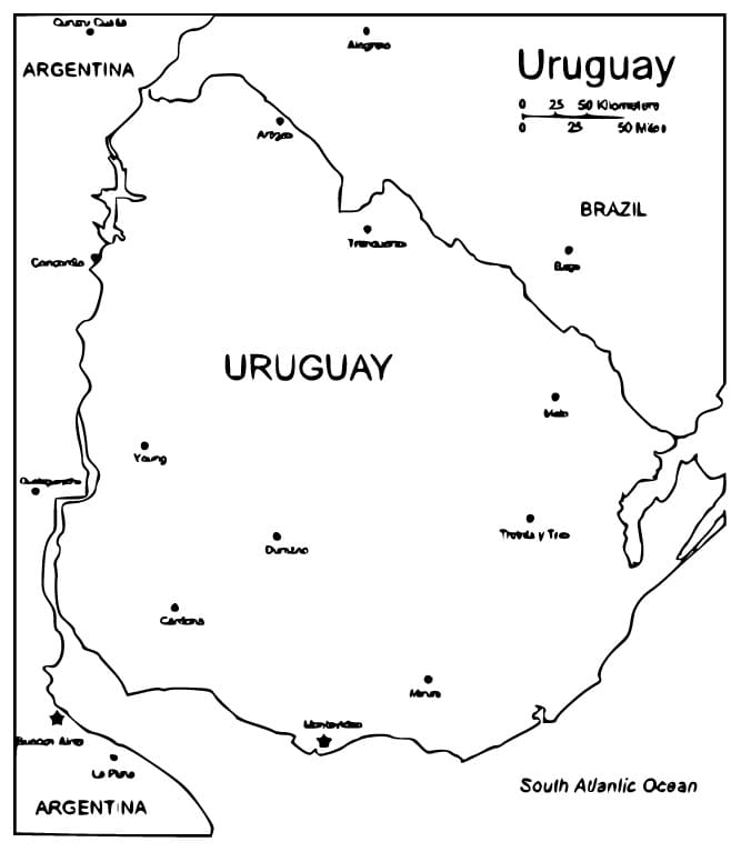 Uruguay flag image coloring page