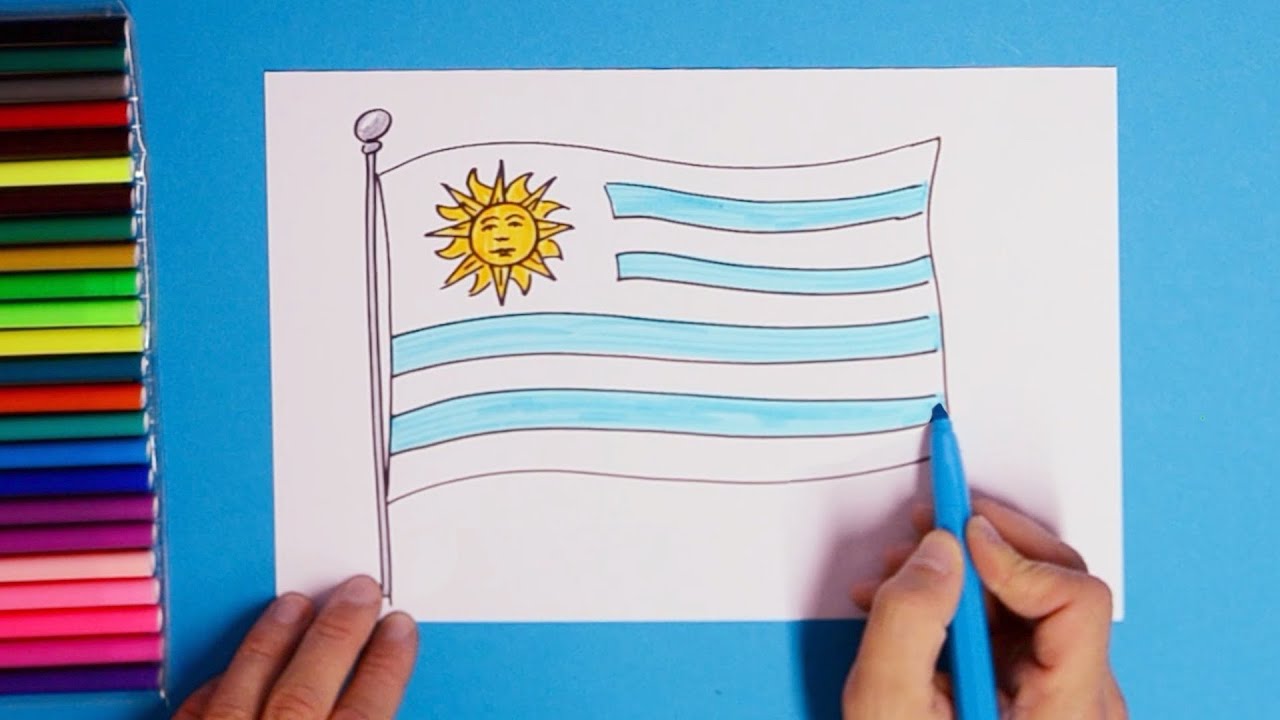 How to draw national flag of uruguay