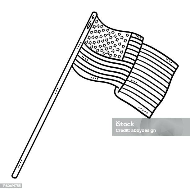 American flag isolated coloring page for kids stock illustration