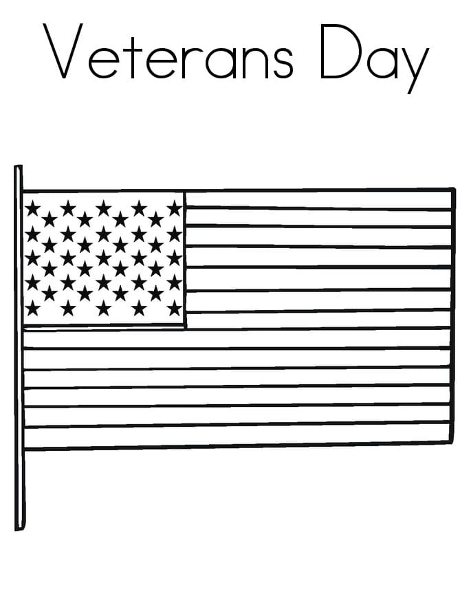 Happy veterans day with us flag coloring page