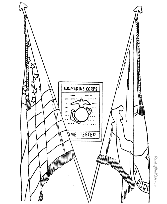 Marine flags veterans day coloring page