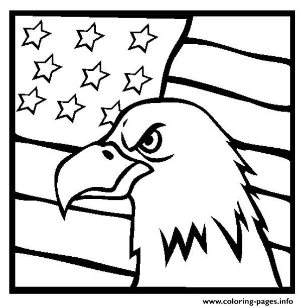 American eagle and us flag coloring page printable