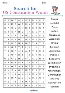 Printable constitution word search