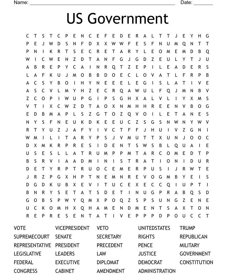 Us government word search