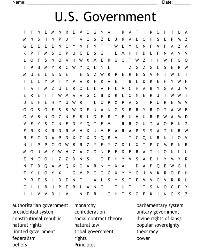 Us government word search