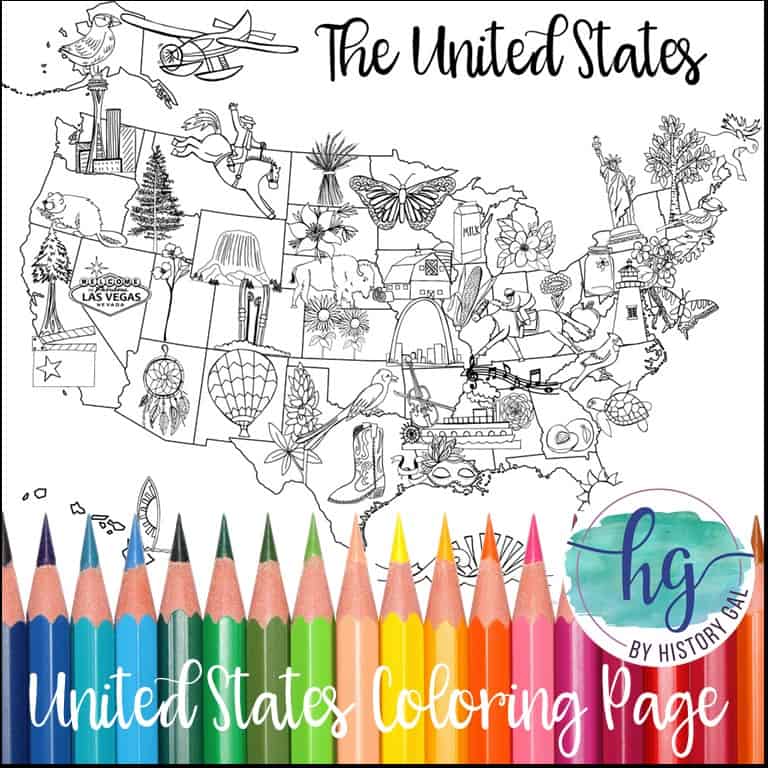 United states map coloring page