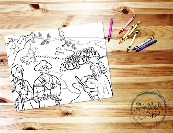 Lewis clark us history coloring pages instant download