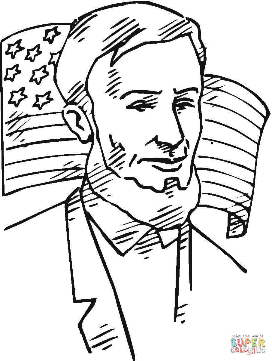 Lincoln in front of american flag coloring page free printable coloring pages