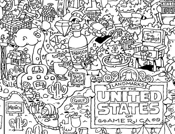 Usa landmark map coloring page