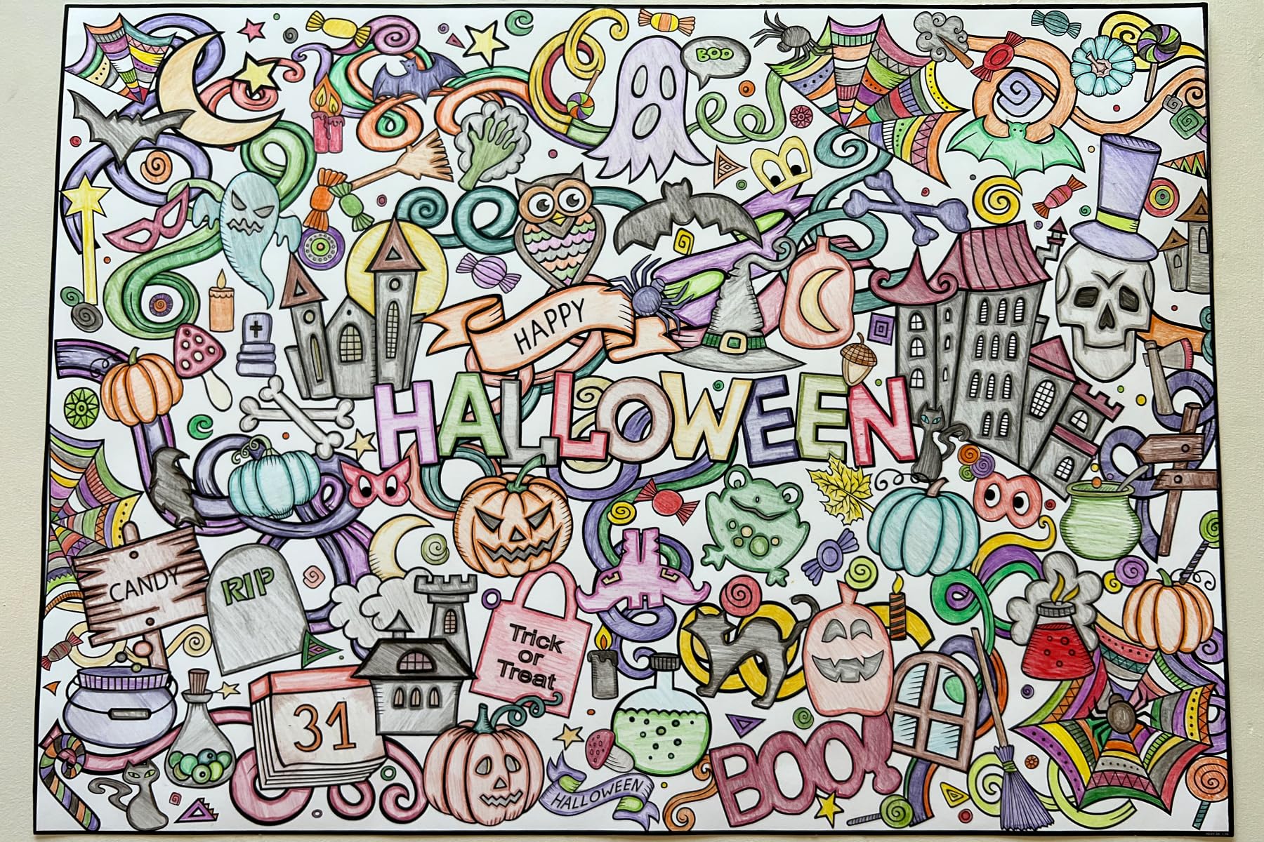 Artistic chaos ink giant christmas coloring posters made in the usa rolled not folded giant coloring pages great craft for school party activities drawing roll happy halloween x