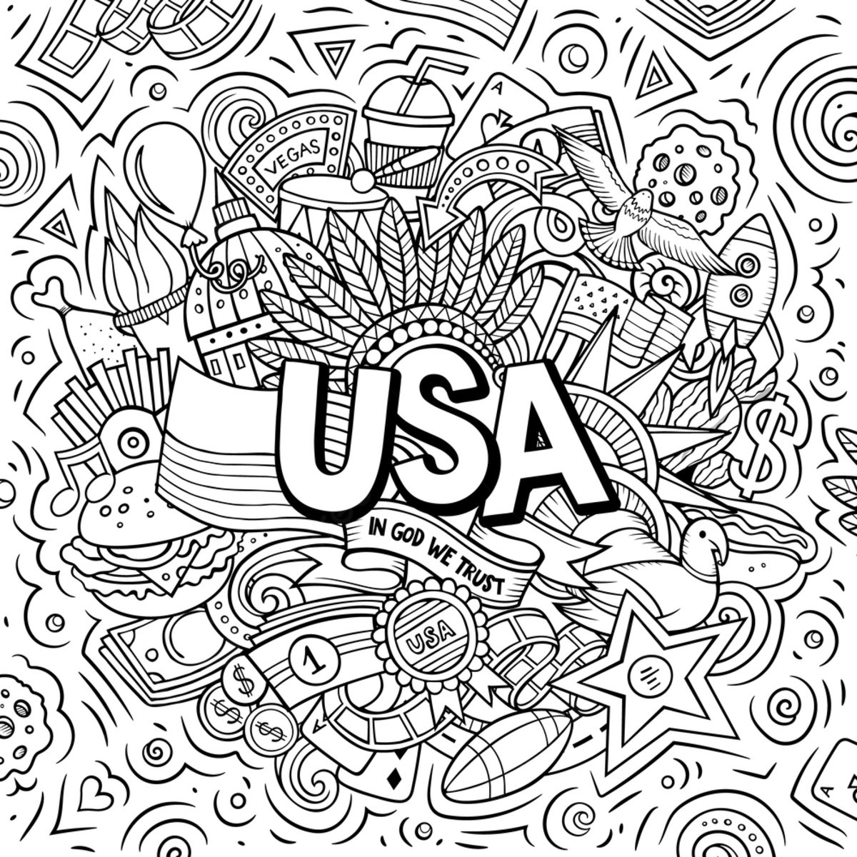 Usa hand drawn cartoon doodle illustration background hamburger page with background image and wallpaper for free download