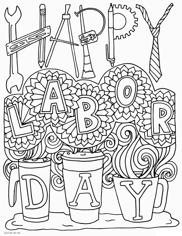 Labor day made in the usa coloring page