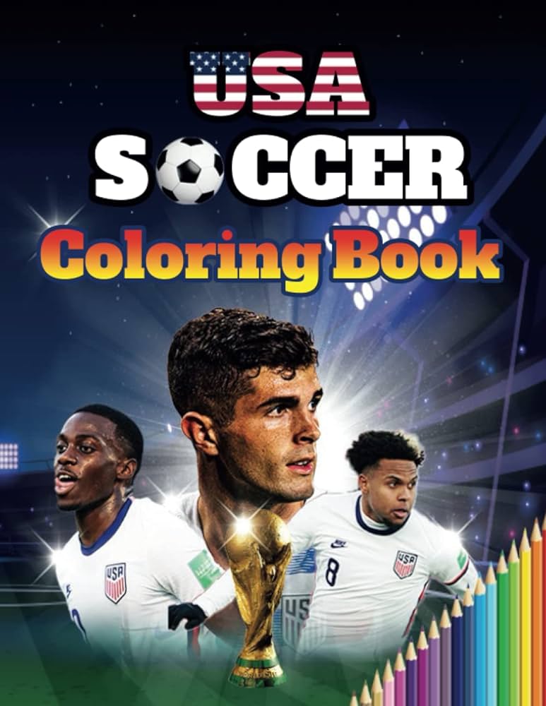 Usa soccer coloring book activity book colouring pages for usa soccer team mega fans kids for relaxation and relieve sess coloring book football kitap