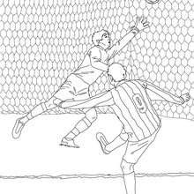 Soccer player scoring a goal coloring pages