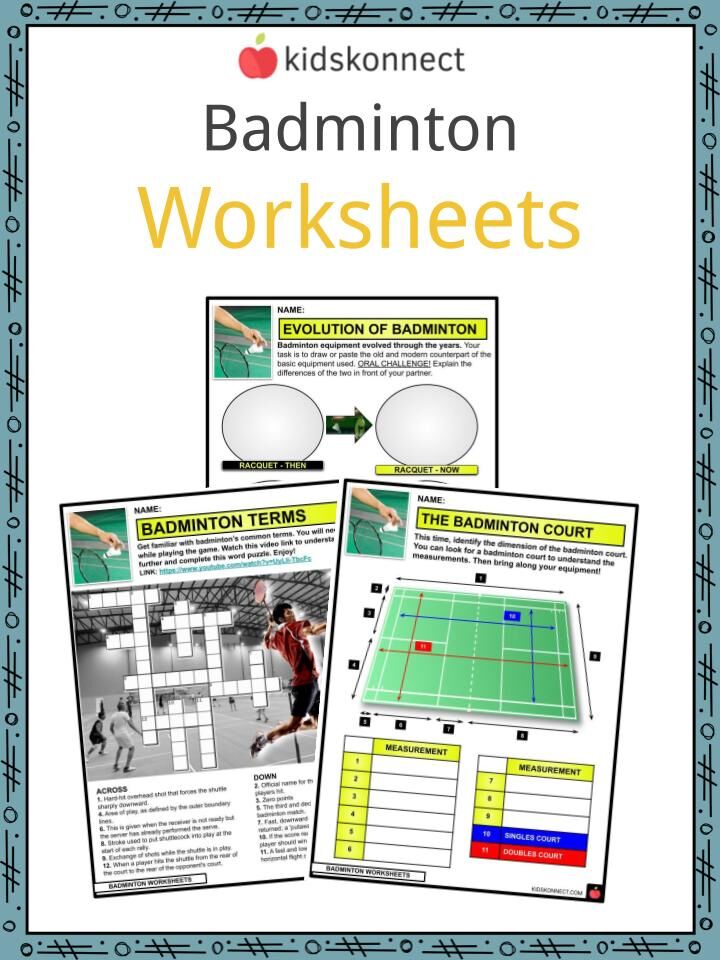 Badminton facts worksheets history rules for kids