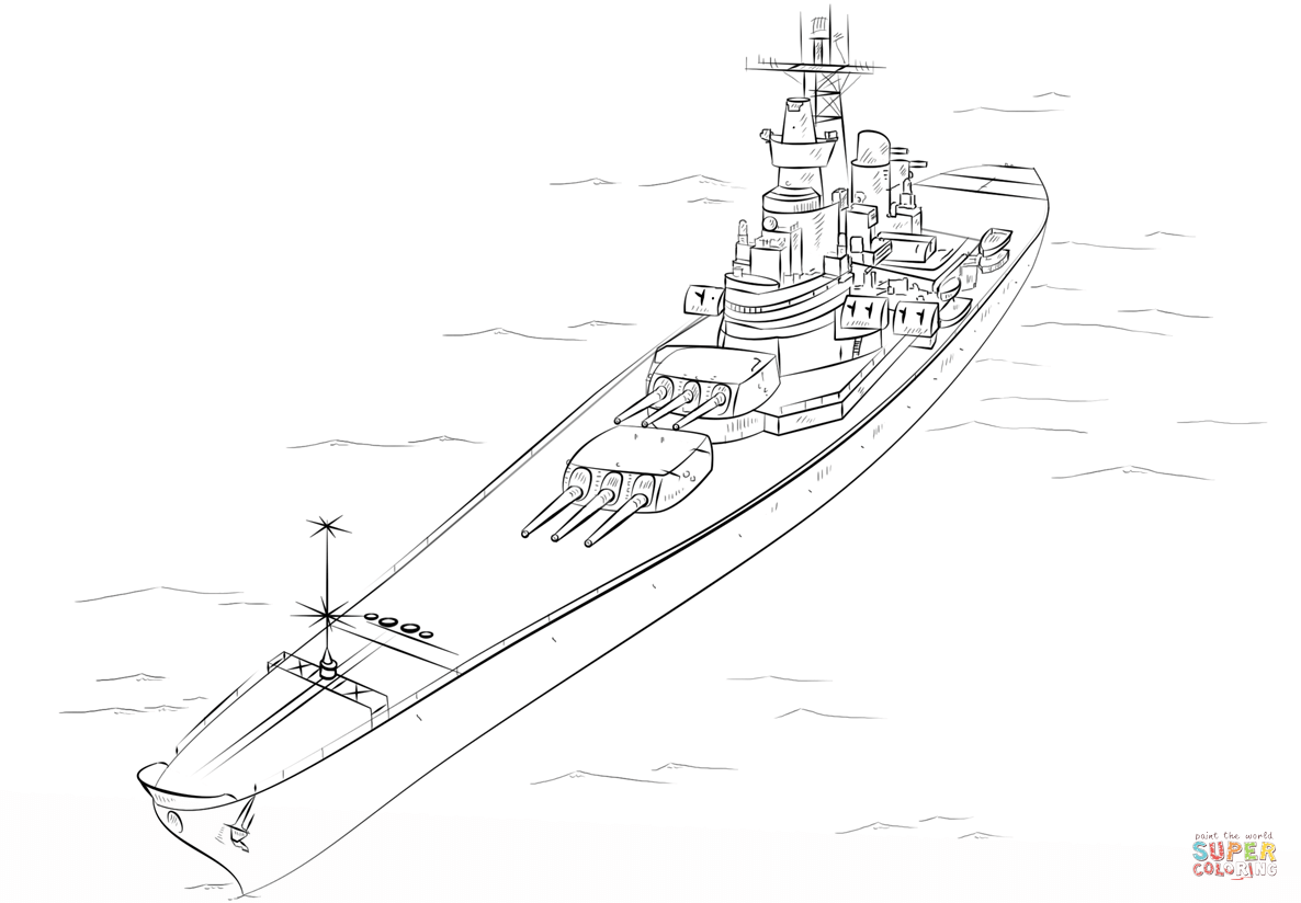 Battleship uss iowa coloring page free printable coloring pages