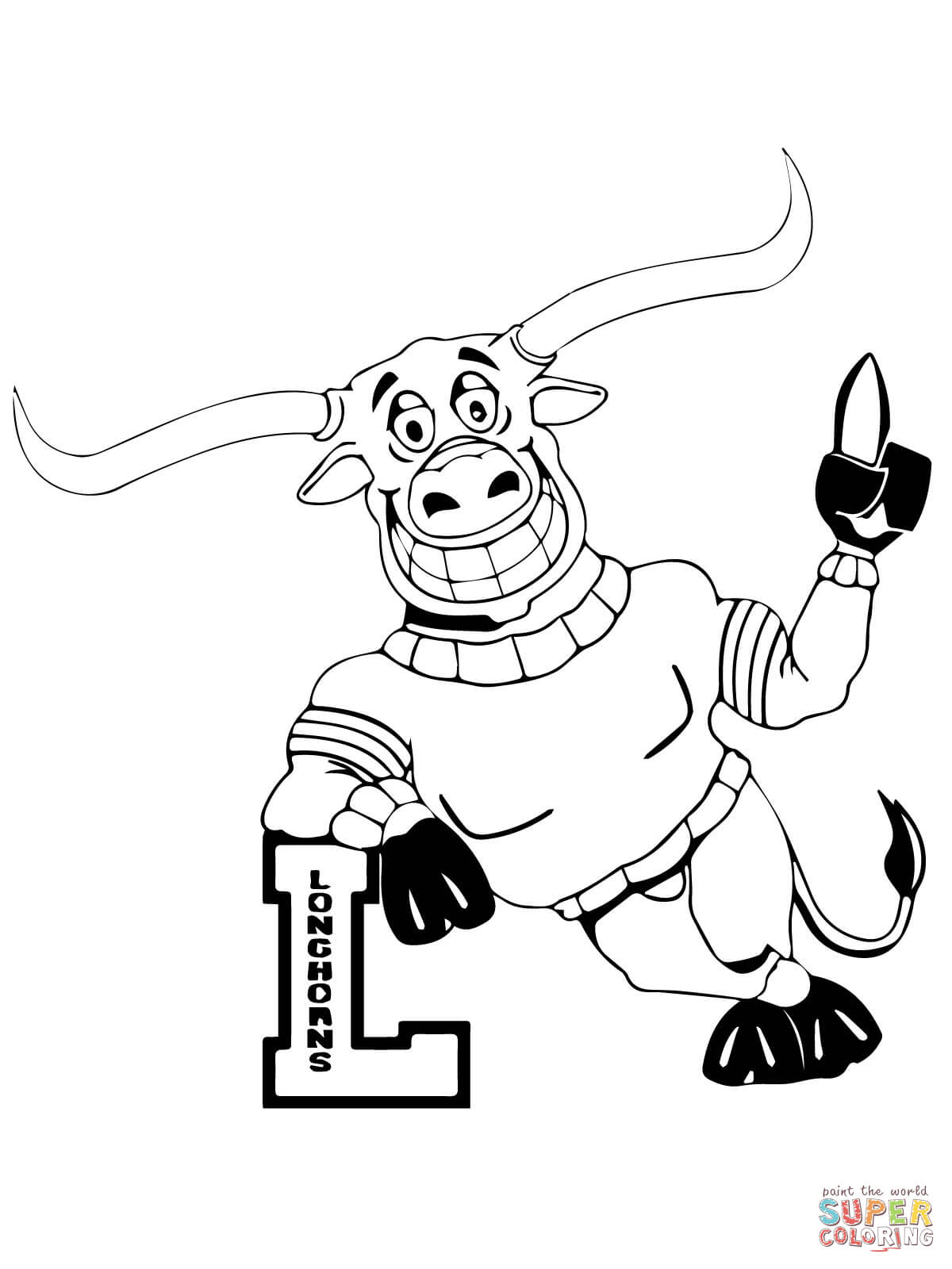 Ut longhorn mascot coloring page free printable coloring pages