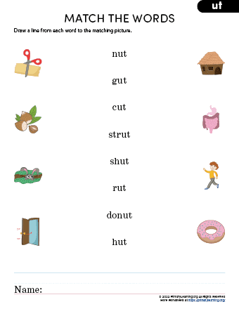 Ut word family worksheet